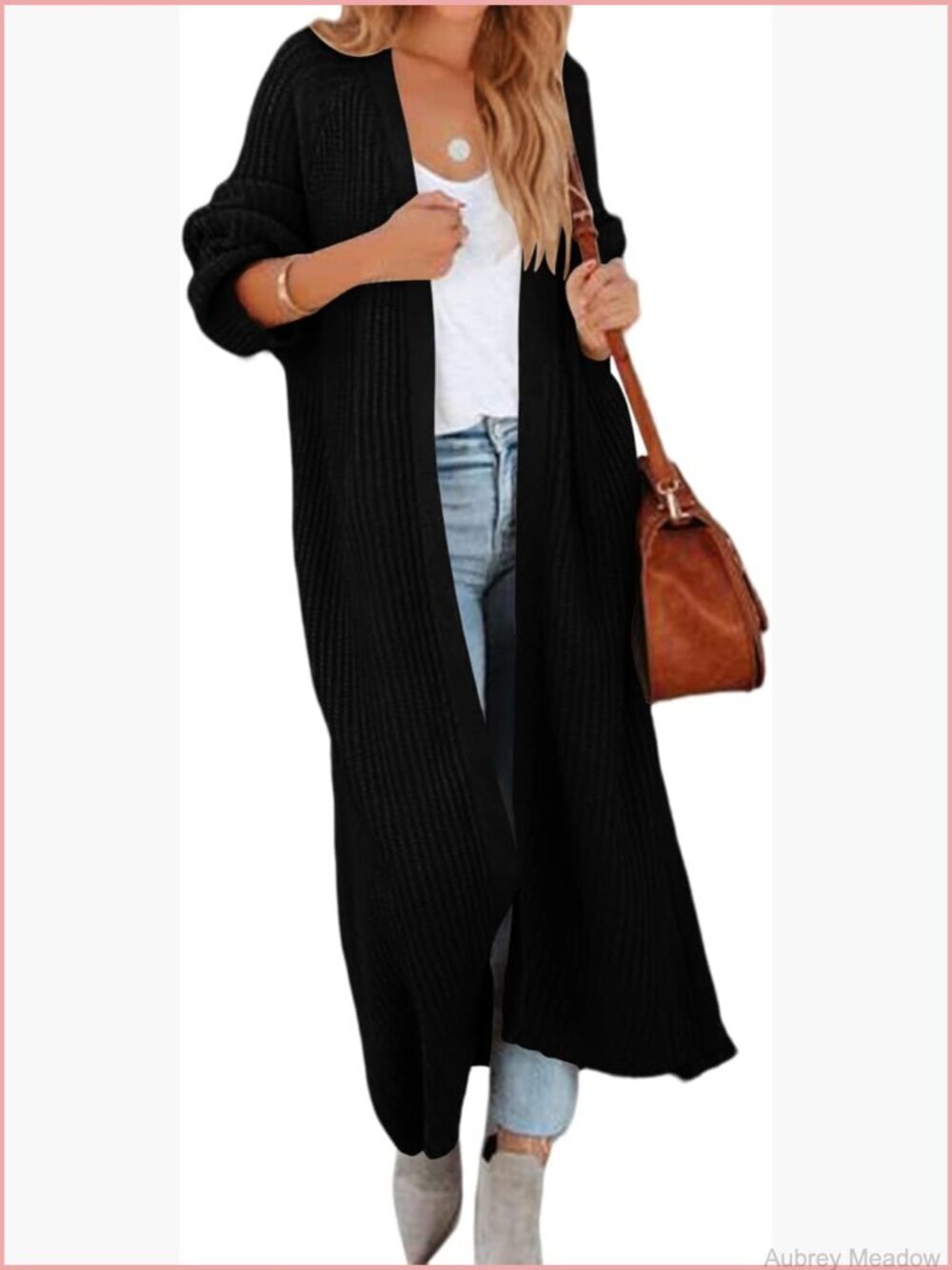 Oversized Long Cardigan Open Front Drape Knit Duster Coat